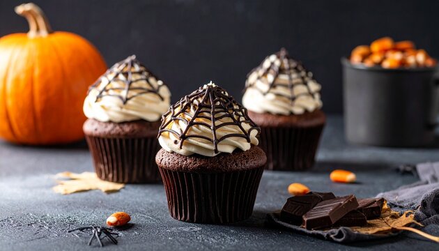 Halloween Cupcakes mit Spinnennetz