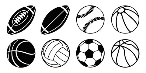 eight different sports balls on a white background Vector © Sa