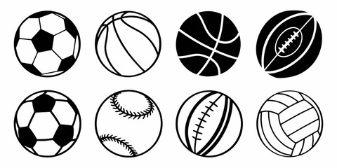 a collection of sports balls on a white background Vector © Sa