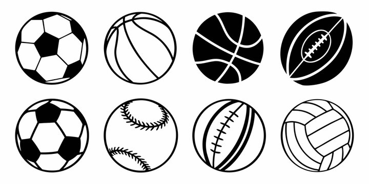 a collection of sports balls on a white background Vector