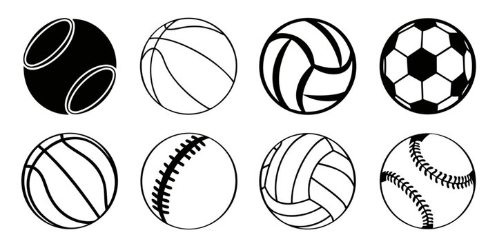 a collection of sports balls Vector