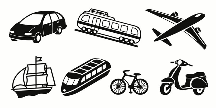 various modes of transportation icons Vector