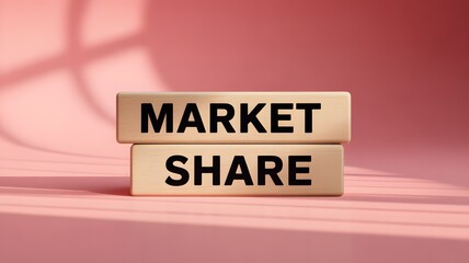 Market Share symbol. wood cubes with words 'Market Share'. wood cubes. Copy space.3D rendering
