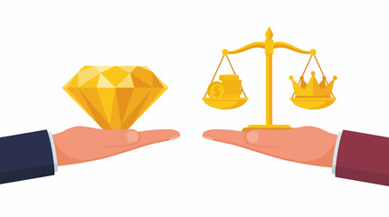 This striking image showcases a diamond and a scale, emphasizing the delicate balance between tangible wealth and symbolic value in our modern society. © Haitao
