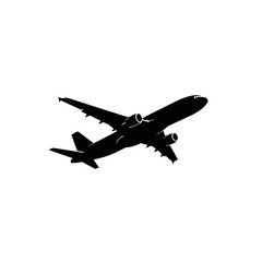 Obraz premium black and white airplane silhouette flying