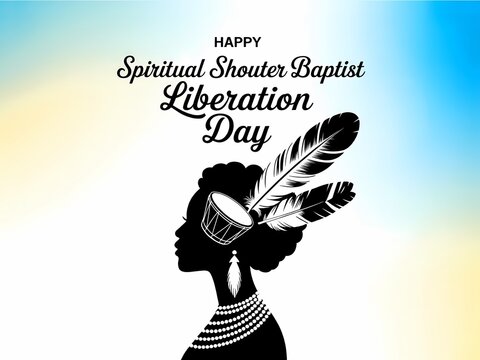 Spiritual shouter baptist liberation day celebration with silhouette of a woman