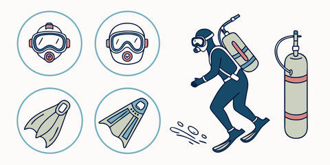 scuba diver with equipment Vector © Mithu