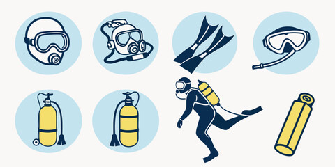 scuba diver with diving equipment Vector © Mithu