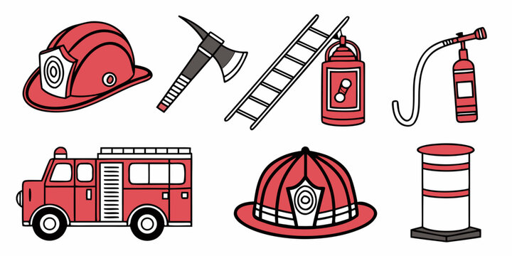 firefighting tools and equipment Vector