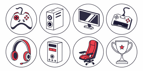 a set of gaming and office equipment icons Vector © Mithu