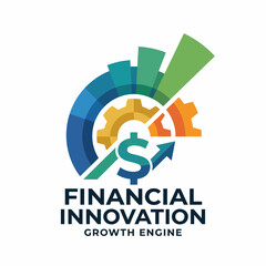 Obraz premium This logo design features vibrant colors and abstract shapes representing financial growth, innovation, and momentum in a visually striking manner aimed at the finance sector.