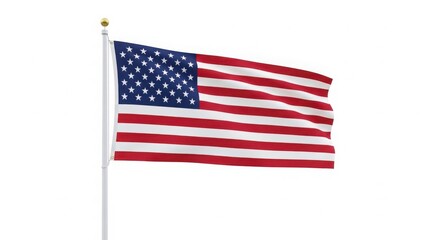 Obraz premium American flag waving on a white background, patriotism symbol