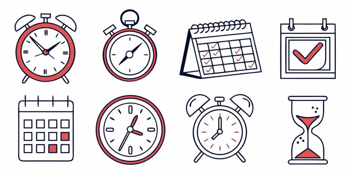 a collection of clocks and calendars Vector
