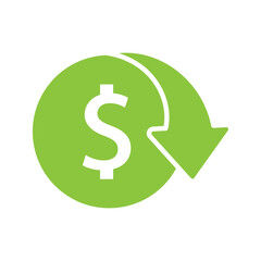 Fototapeta premium Minimal outline icon of dollar symbol with circular arrow representing currency exchange, money transfer, financial transaction, and exchange rate concept.
