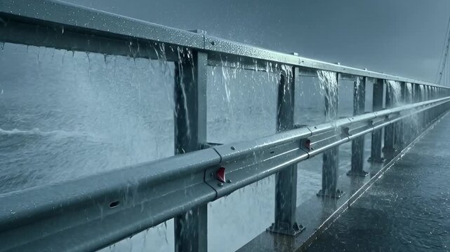 Abstract perspective of a bridge structure with metallic construction