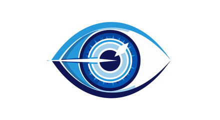 Stylized blue eye logo with target symbol, isolated white background
