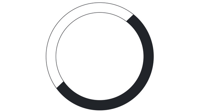 Progress bar indicator with segmented circle and black fill showing partial completion, graphic resource, web design
