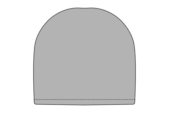 Beanie hat front view blank grey knit cap vector mockup template for custom apparel design and merchandise.