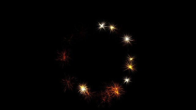 Golden sparks dance in a glowing arc. They pulse with warmth against a deep black void