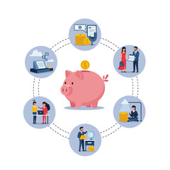 Pink Piggy Bank with Coins. © Shid