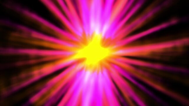 Radiant burst of light explodes outward. Vibrant hues of pink and orange burst from core