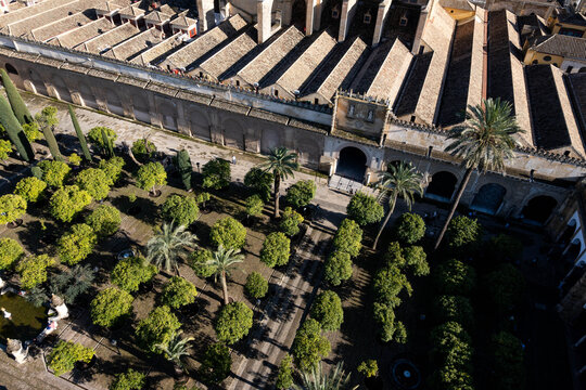 Vista a&eacute;rea del Patio de los Naranjos de la Mezquita catedral de C&oacute;rdoba