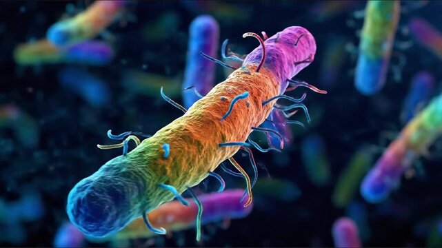 very long bacteria cells with pilus