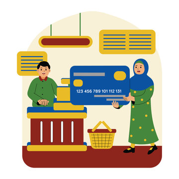 Customer Paying with Credit Card at Store Checkout