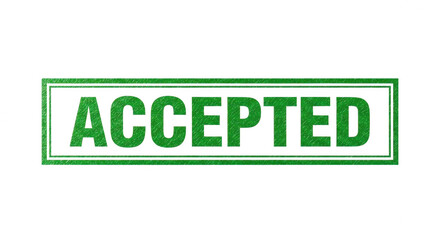 Fototapeta premium Green accepted rubber stamp seal sign on a simple flat surface isolated png