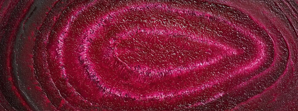 Panoramic banner of sliced raw beetroot close-up