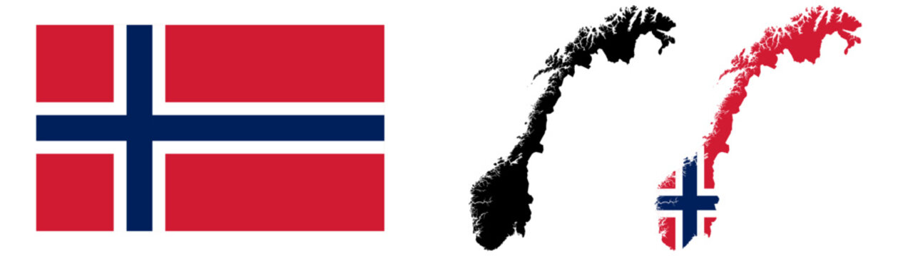 Norway flag and map vector illustration