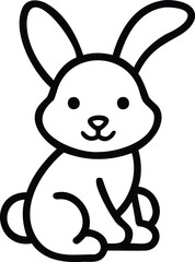 Obraz premium Cute cartoon rabbit sitting with big ears and smiling face