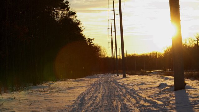 Sunset On A Snow-Leiden Path