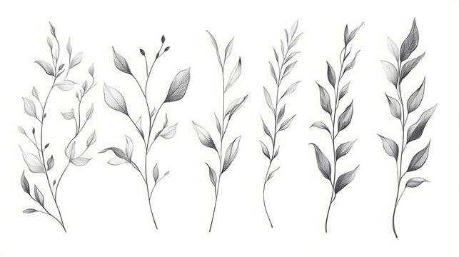 Leaf silhouettes, vector collection, diverse leaves shapes, nature elements. Ideal for eco friendly brand aesthetics, botanical illustrations, educational materials, artistic designs, decorations.