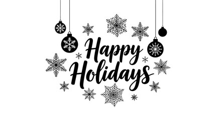 Obraz premium Black Happy Holidays Snowflake Ornaments.