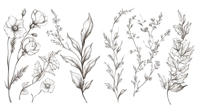 Leaf silhouettes, vector collection, diverse leaves shapes, nature elements. Ideal for eco friendly brand aesthetics, botanical illustrations, educational materials, artistic designs, decorations.