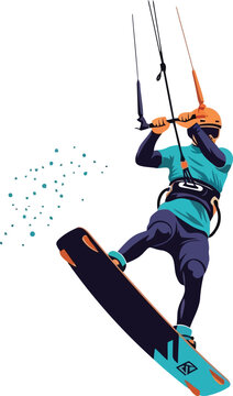 Professional Snowkiter Performing High Air Trick with Parawing and Snowboard