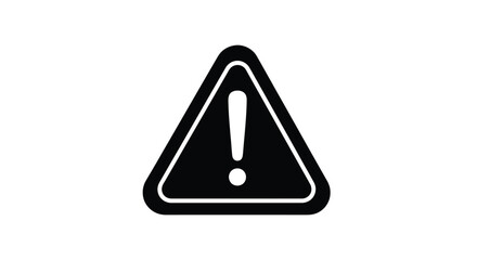 Black triangular warning sign with exclamation point a bold silhouette