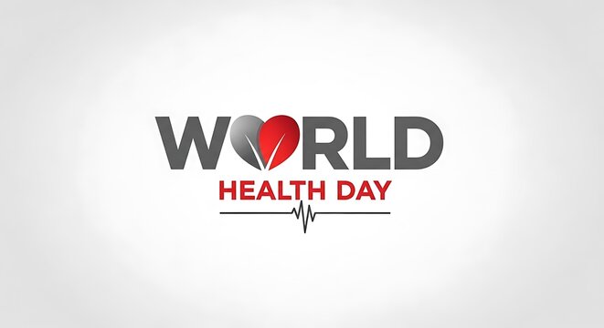 World health day logo with heart and ecg line