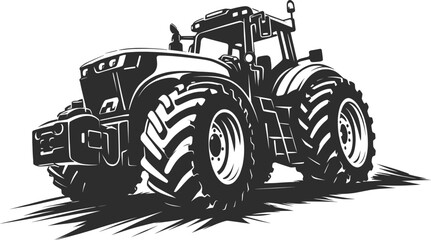Heavy Duty Farm Tractor Agricultural Machinery Vintage Vector Illustration. © Raihan