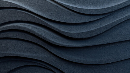 Obraz premium Dark abstract art background with wavy contours and tactile black layered surface, creating a deep dimensional texture, dark wave contour, black tactile abstract, layered dark