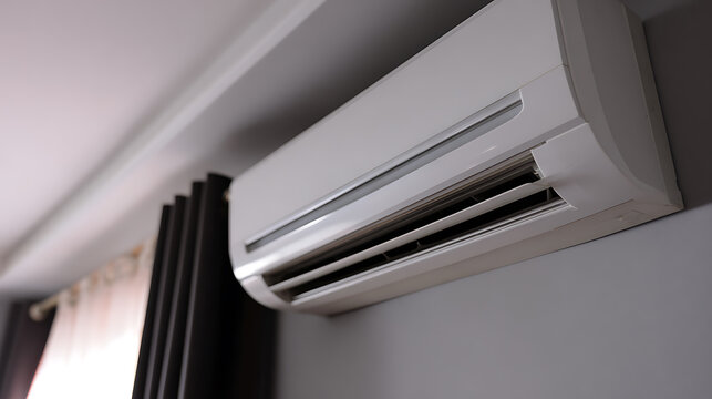 Clean wall-mounted internal unit of an air conditioner in a modern room, providing cooling comfort and climate control effectively inside a dwelling