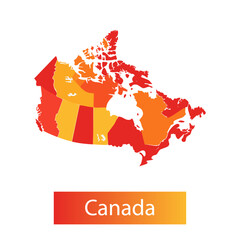 Canada Map With Provincial Color Segments