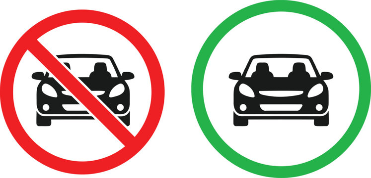 Visual indication of permitted and prohibited vehicle parking or entry zones. Vector