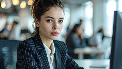 Fototapeta premium Junge Frau im Büro