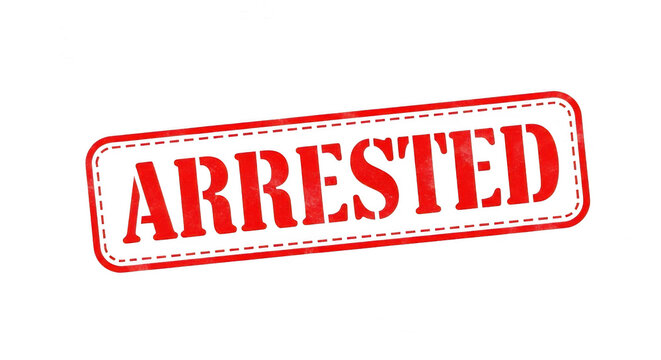 Red ink rubber stamp with the word arrested in a simple style isolated png