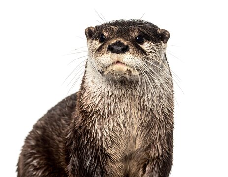 Close-up of an otter's head and upper body
