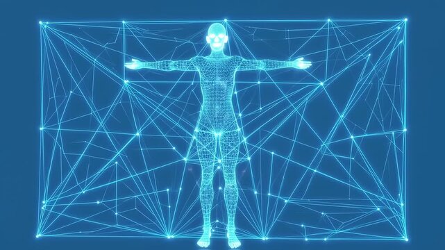 Human Anatomy Artwork of Da Vinci Style Connected by Dots