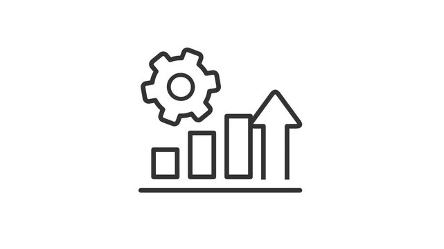 Animated video of the growth arrow bar chart management icon has been approved for business, financial progress, data statistics, upward trend, development, performance, profit, investment