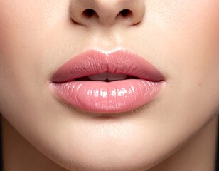 Naklejka premium Close-up of woman's lips, soft focus
